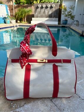Boatkin Canvas Boat Tote – RED Trim